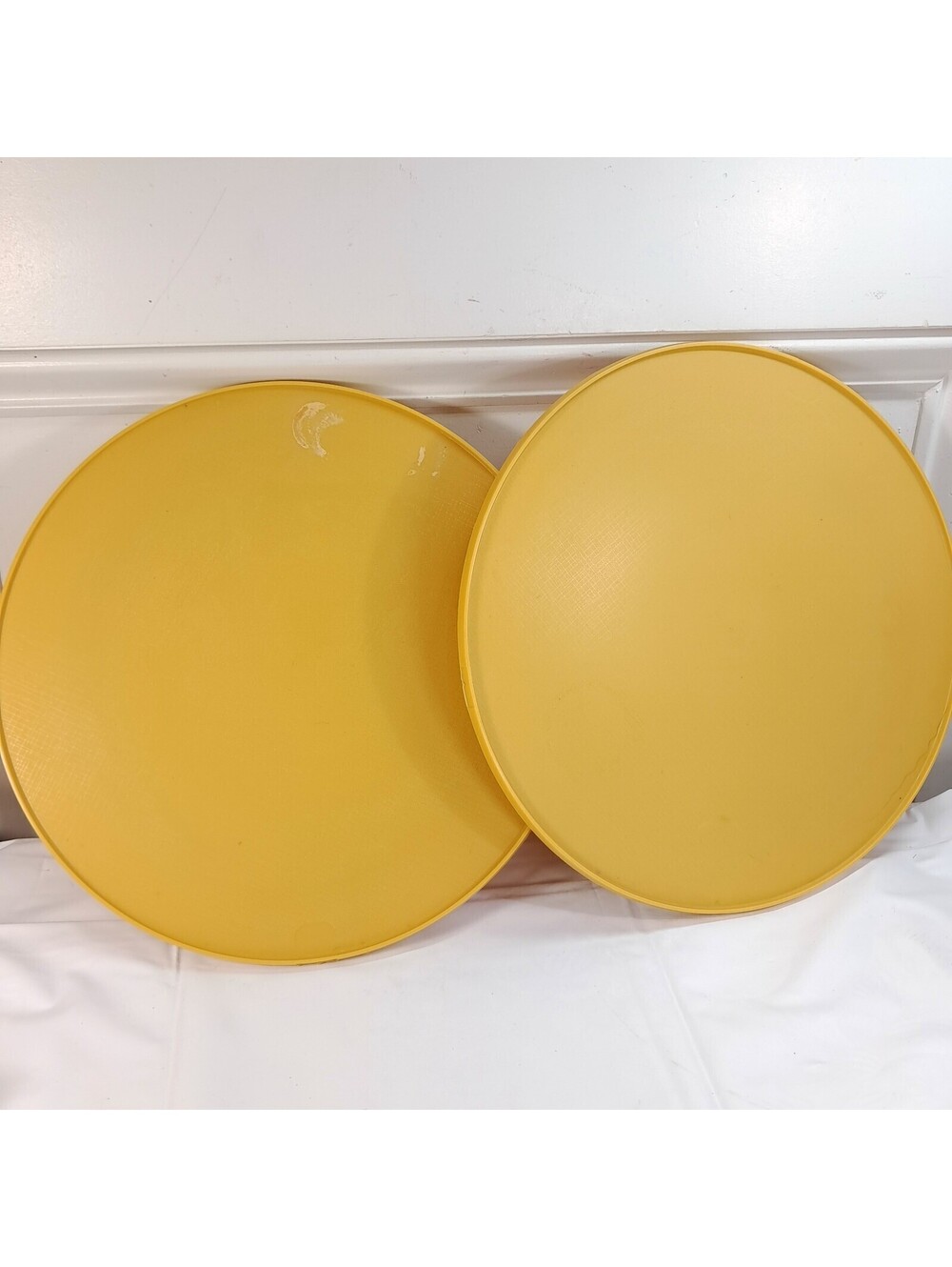 Rubbermaid Harvest Gold Plastic Lazy Susan set 2 #JB1 2709 1970's 10.5" yellow
